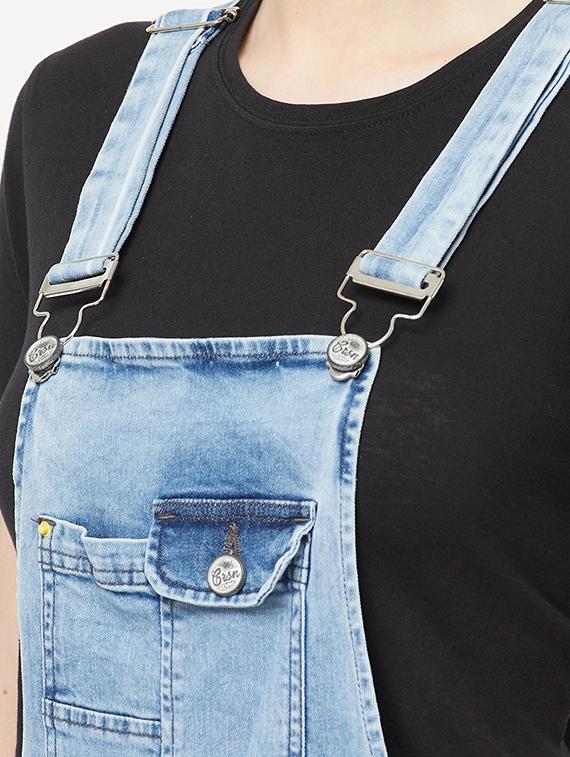 blue solid dungaree jumpsuit - 18212276 - Zoom Image - 5