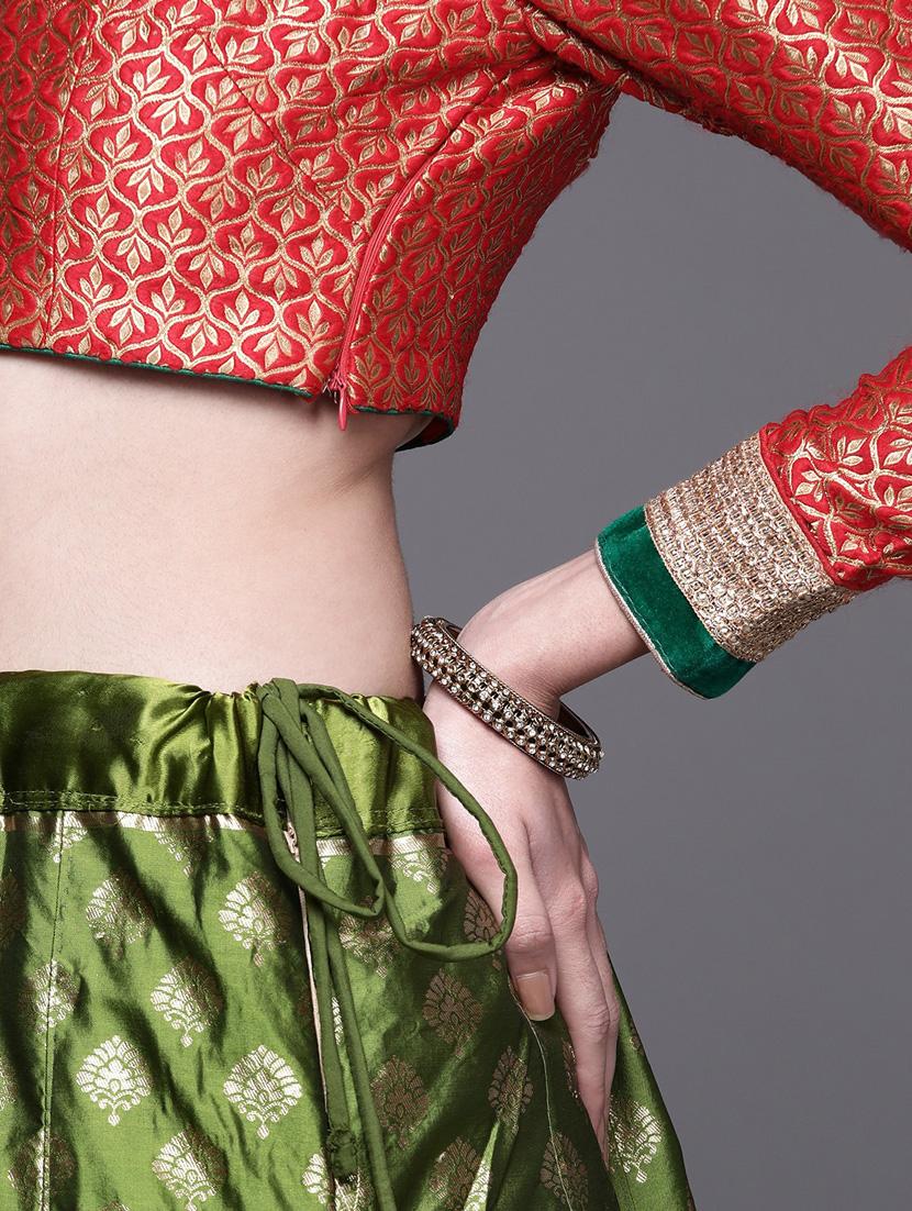 green art silk aline lehenga - 18212670 - Zoom Image - 5