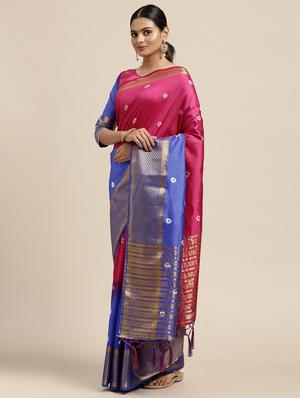 bandhani woven saree with blouse - 18212867 - Standard Image - 2