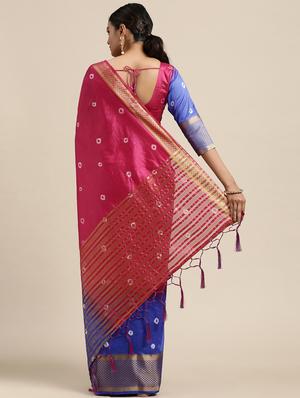 bandhani woven saree with blouse - 18212867 - Standard Image - 3