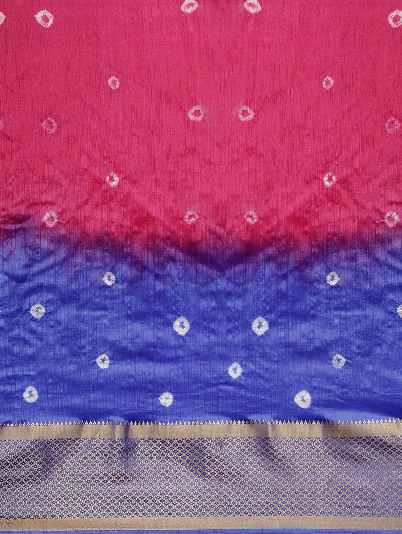 bandhani woven saree with blouse - 18212867 - Zoom Image - 4