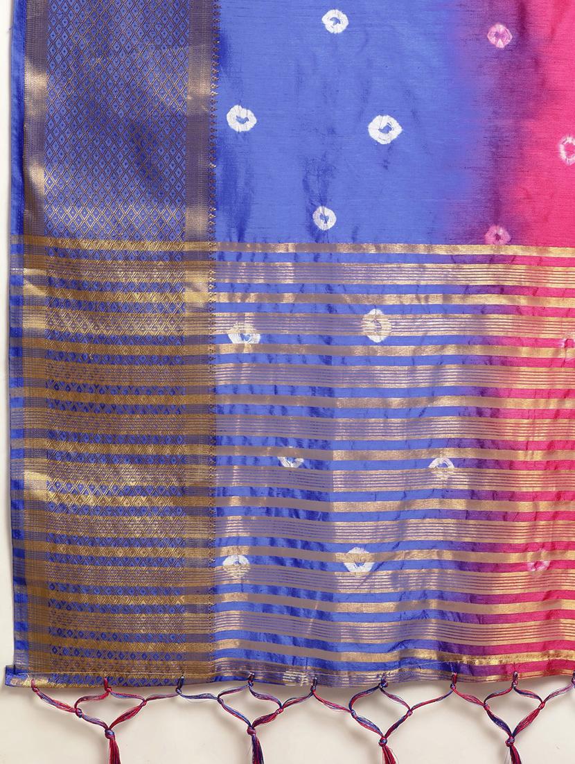 bandhani woven saree with blouse - 18212867 - Zoom Image - 5