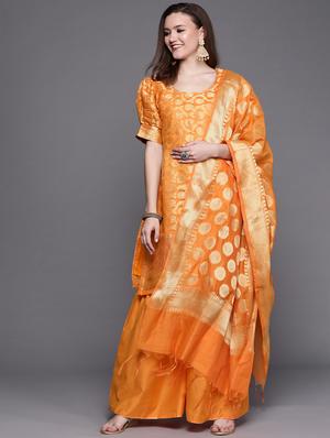 orange art silk kurta sharara set - 18212886 - Standard Image - 4