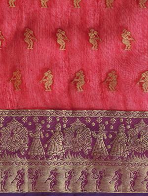 red art silk kota doria saree with blouse - 18212943 - Standard Image - 4