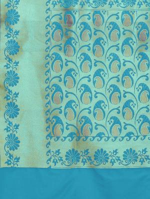 blue silk blend banarasi saree with blouse - 18212951 - Standard Image - 4