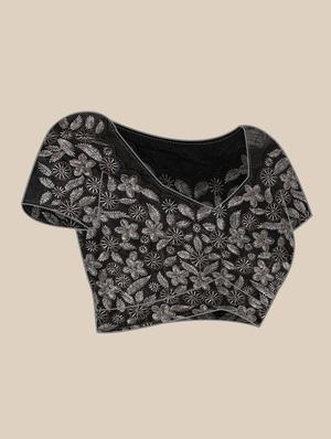 black georgette printed saree with blouse - 18212993 - Standard Image - 3
