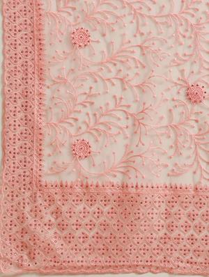 peach net embroidered saree with blouse - 18213025 - Standard Image - 5
