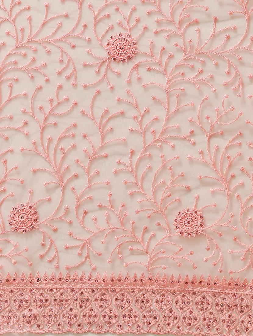 peach net embroidered saree with blouse - 18213025 - Zoom Image - 4