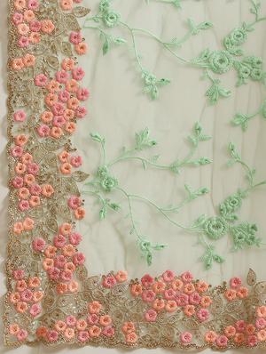 green net embroidered saree with blouse - 18213028 - Standard Image - 5