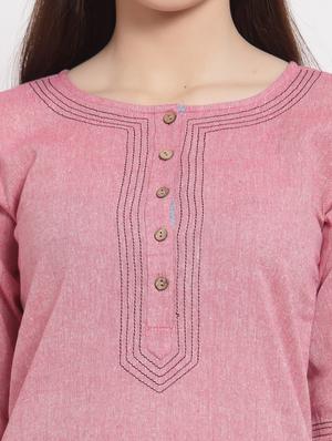 pink cotton straight kurta - 18213317 - Standard Image - 5