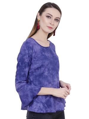 bell sleeved tie and die peplum top - 18213493 - Standard Image - 3