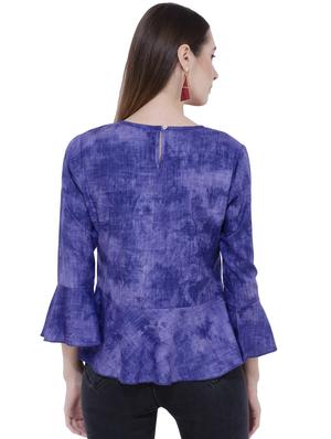 bell sleeved tie and die peplum top - 18213493 - Standard Image - 4