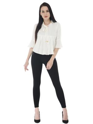 tie up neck solid peplum top - 18213501 - Standard Image - 5