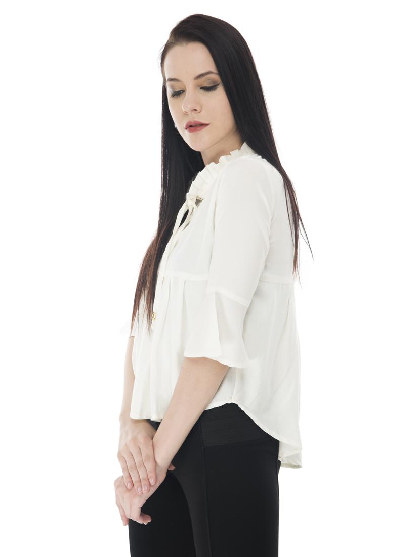 tie up neck solid peplum top - 18213501 - Zoom Image - 2