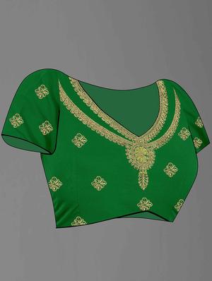 green georgette printed saree with blouse - 18213932 - Standard Image - 3