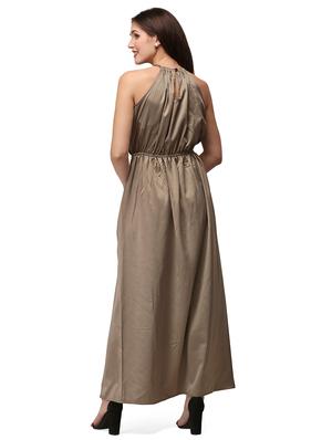 halter neck solid maxi dress - 18213936 - Standard Image - 3