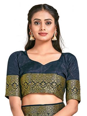 blue art silk patola saree with blouse - 18214482 - Standard Image - 3