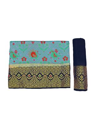 blue art silk patola saree with blouse - 18214482 - Standard Image - 5