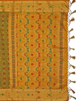 mustard art silk kanjivaram saree with blouse - 18214811 - Standard Image - 5