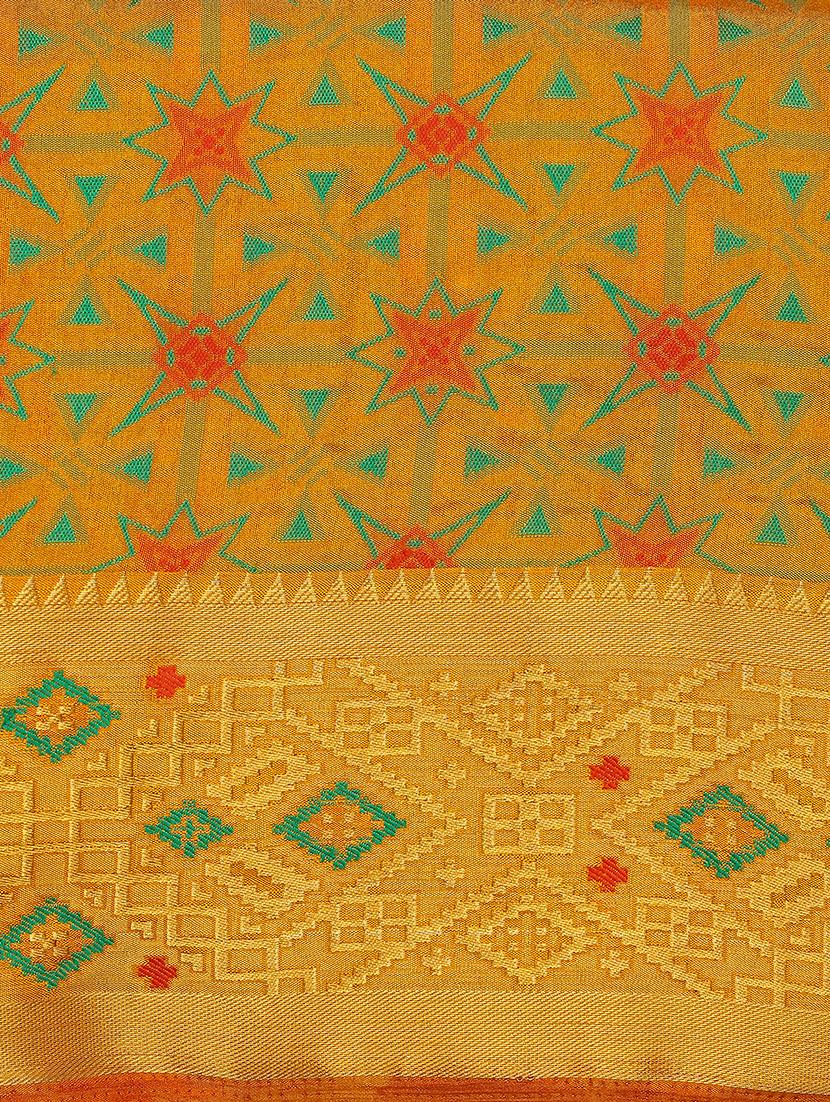 mustard art silk kanjivaram saree with blouse - 18214811 - Zoom Image - 4