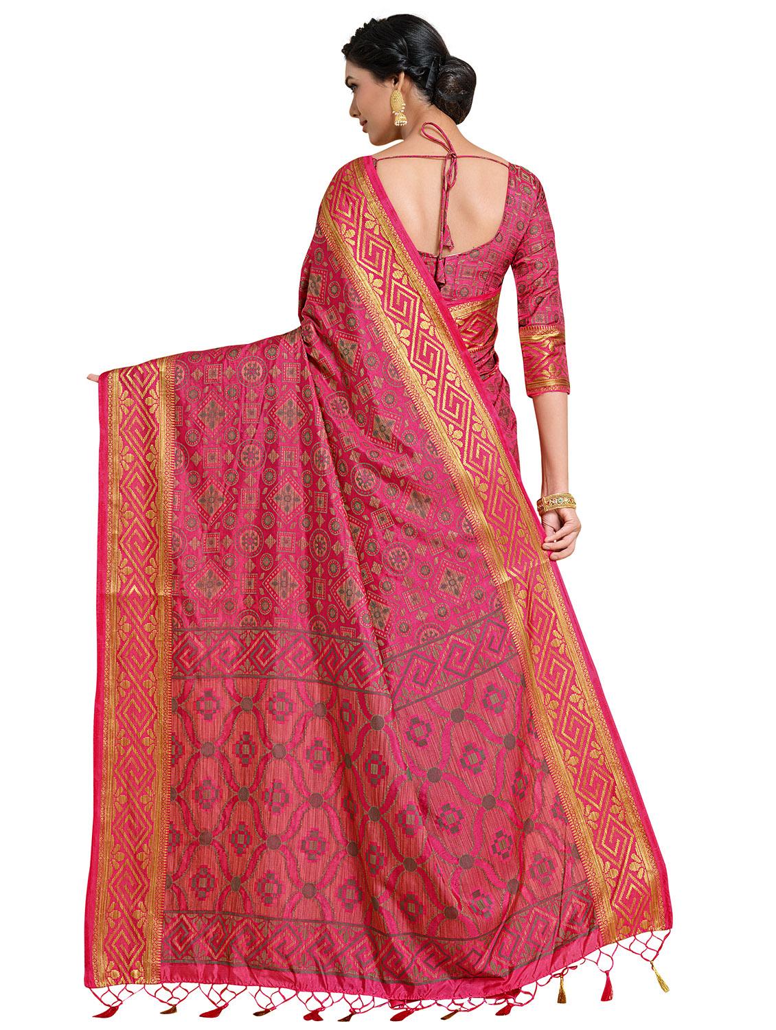 pink art silk kanjivaram saree with blouse - 18214861 - Zoom Image - 2