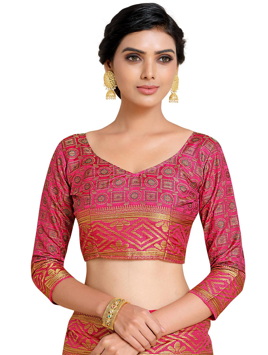 pink art silk kanjivaram saree with blouse - 18214861 - Zoom Image - 3
