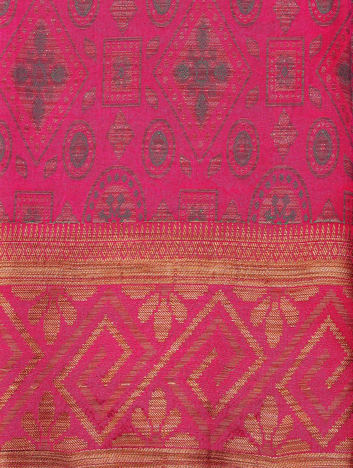 pink art silk kanjivaram saree with blouse - 18214861 - Zoom Image - 4