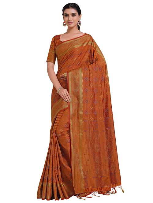 mustard art silk kanjivaram saree with blouse - 18214866 - Standard Image - 1