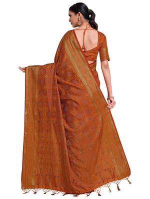 mustard art silk kanjivaram saree with blouse - 18214866 - Standard Image - 2
