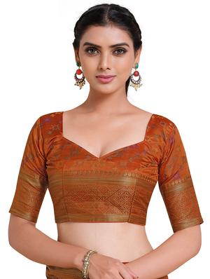 mustard art silk kanjivaram saree with blouse - 18214866 - Standard Image - 3
