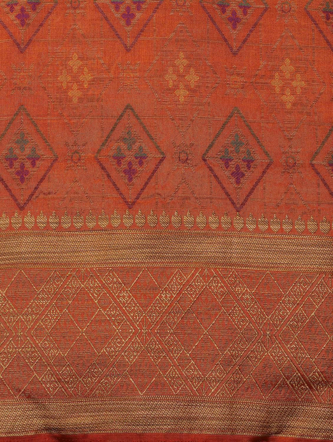 mustard art silk kanjivaram saree with blouse - 18214866 - Zoom Image - 4