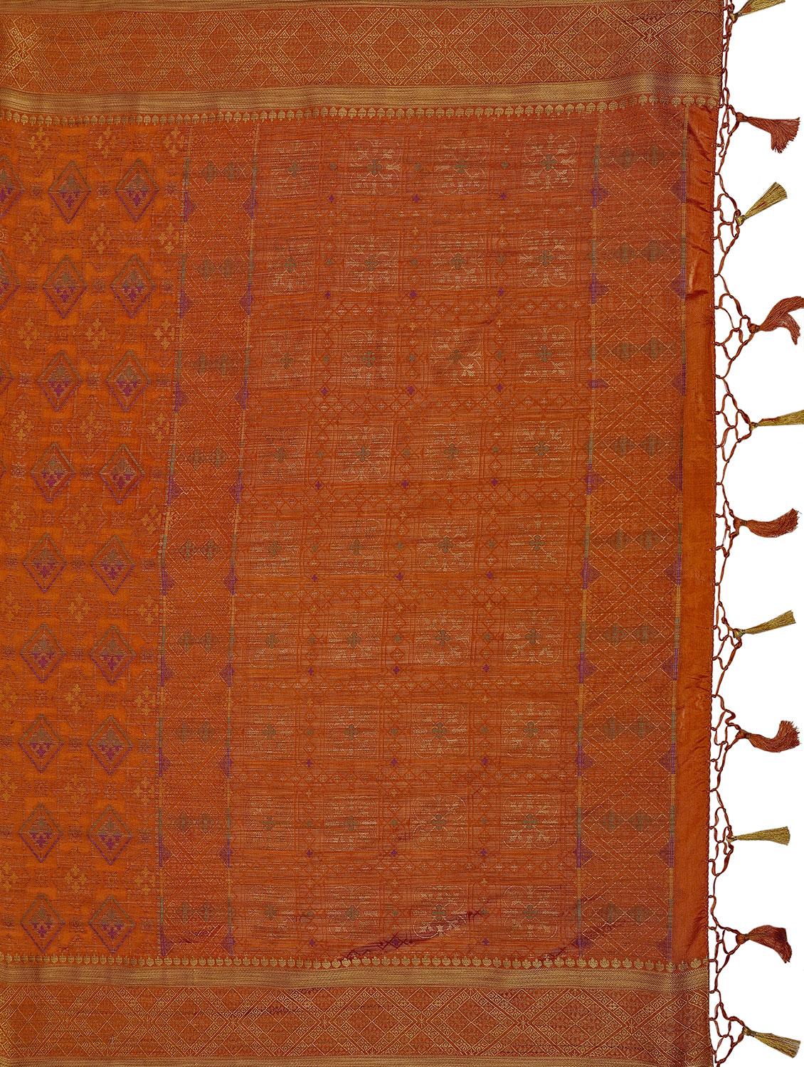 mustard art silk kanjivaram saree with blouse - 18214866 - Zoom Image - 5