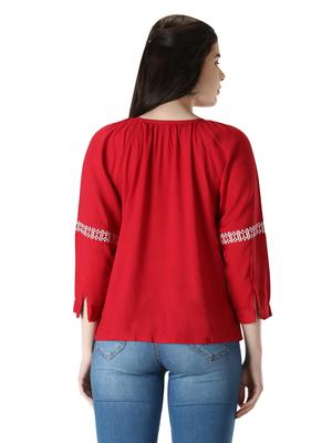 red rayon top - 18215138 - Standard Image - 2