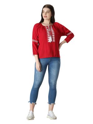 red rayon top - 18215138 - Standard Image - 5