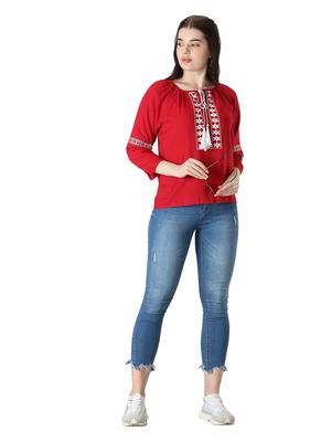 red rayon top - 18215138 - Standard Image - 6