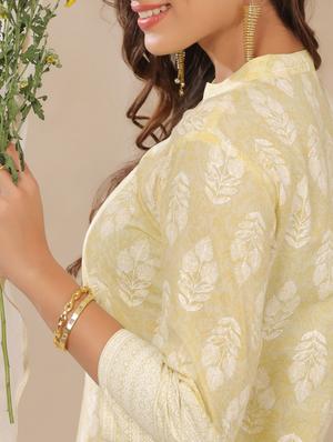 yellow cotton kurta pant set - 18215696 - Standard Image - 5