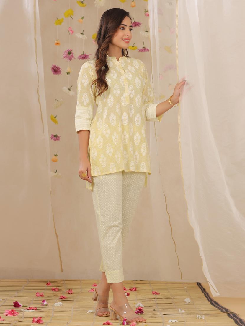 yellow cotton kurta pant set - 18215696 - Zoom Image - 2