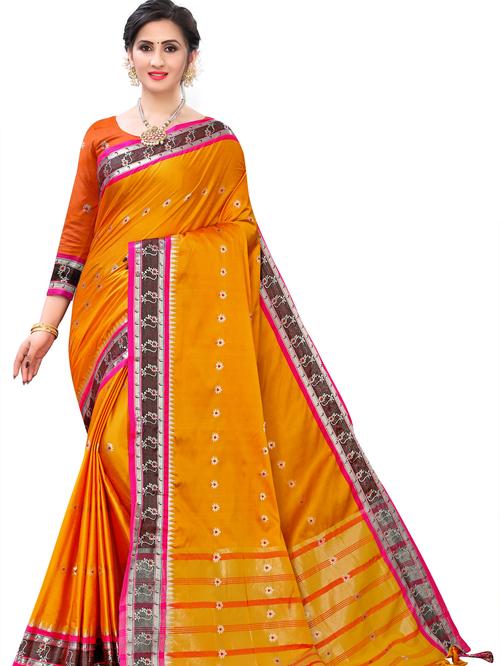 umanta women's pure silk fancy sarees with blouse piece - 18216245 - Standard Image - 1