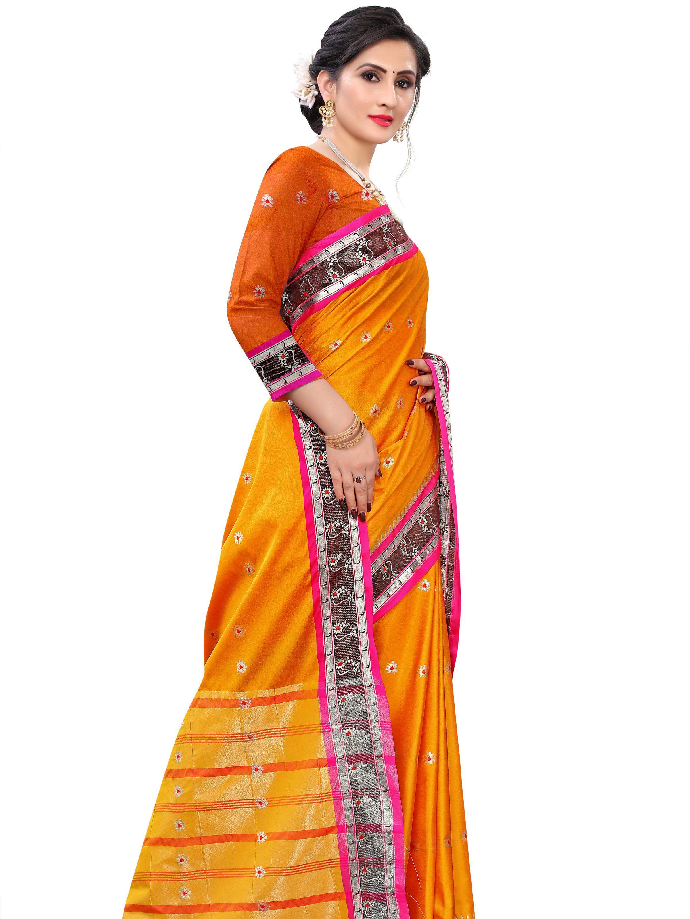 umanta women's pure silk fancy sarees with blouse piece - 18216245 - Zoom Image - 3