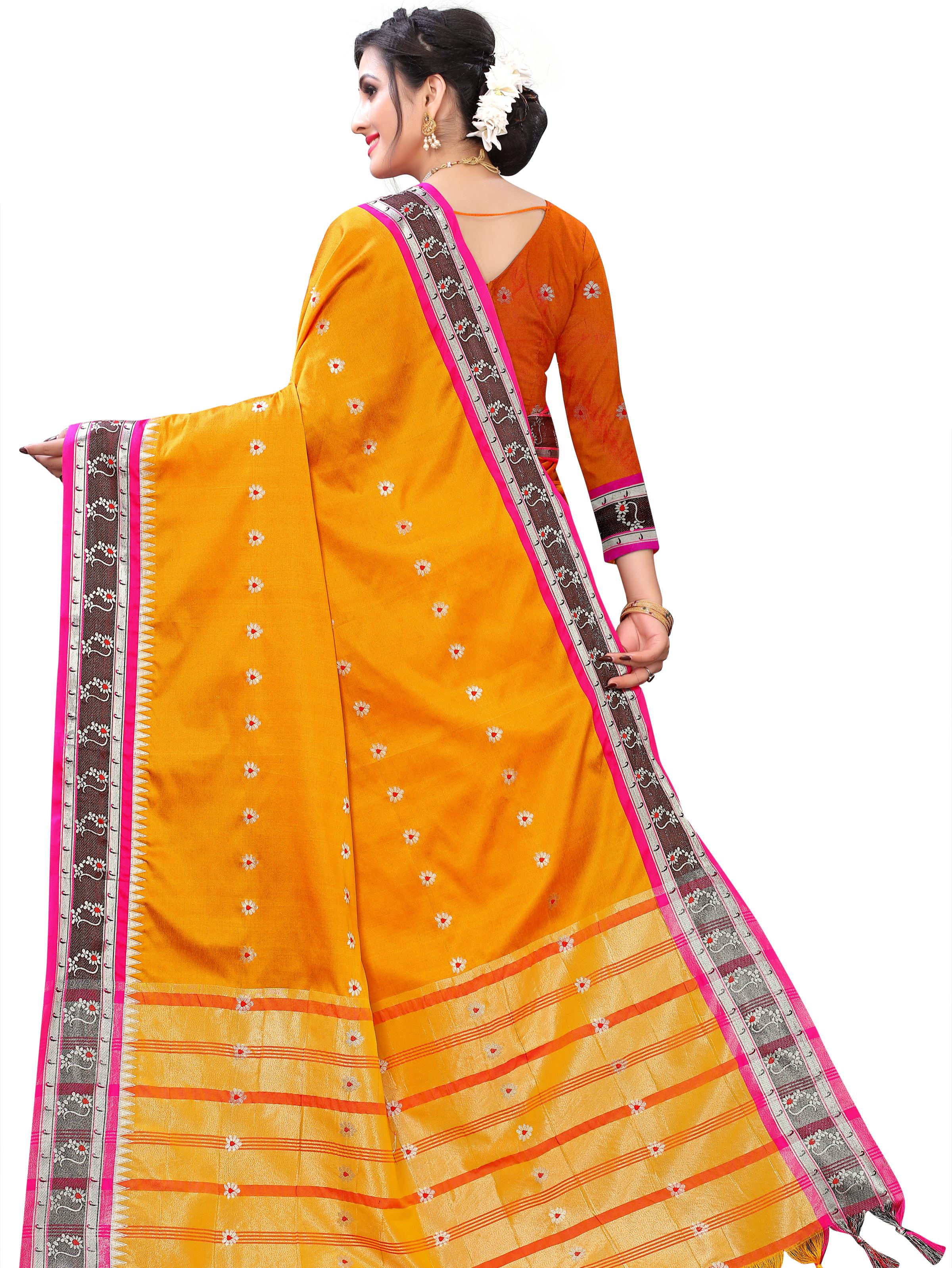 umanta women's pure silk fancy sarees with blouse piece - 18216245 - Zoom Image - 4