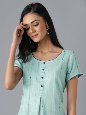 green cotton straight kurta - 18216446 - Standard Image - 5