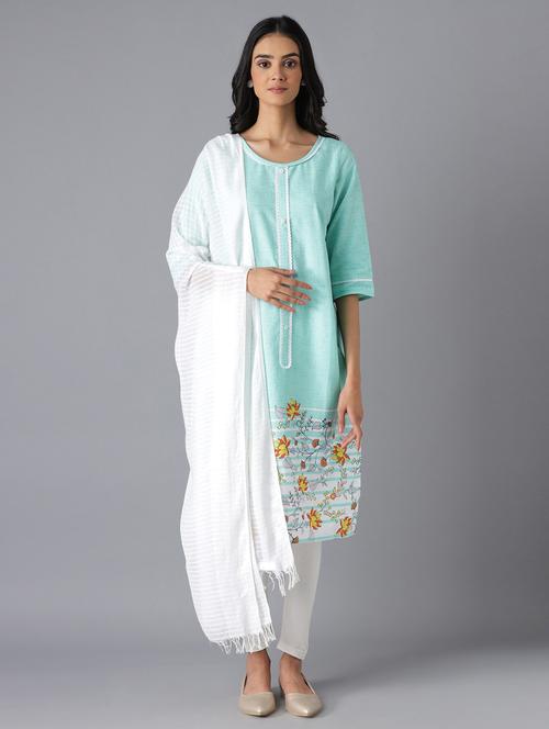 green viscose straight kurta - 18216461 - Standard Image - 1