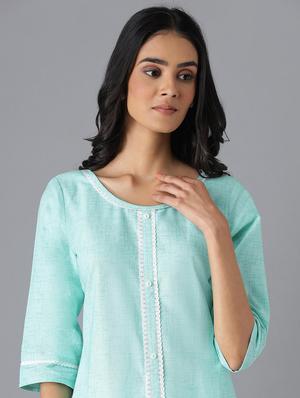 green viscose straight kurta - 18216461 - Standard Image - 5