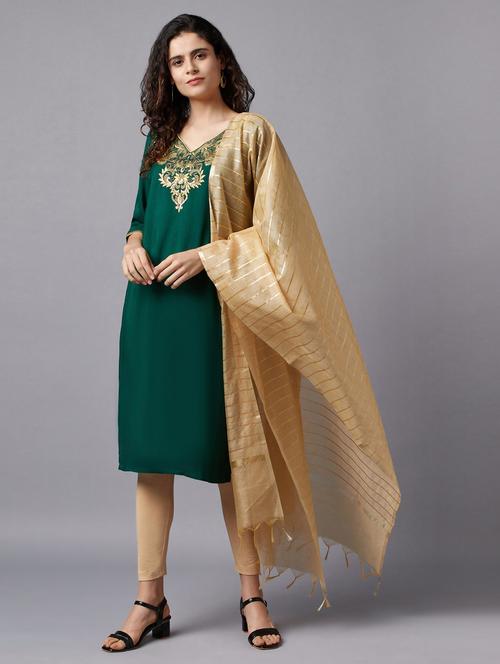 green viscose straight kurta - 18216501 - Standard Image - 1