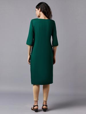 green viscose straight kurta - 18216501 - Standard Image - 4