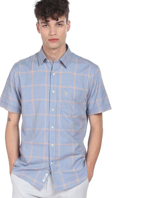 blue checkered casual shirt - 18216588 - Standard Image - 1
