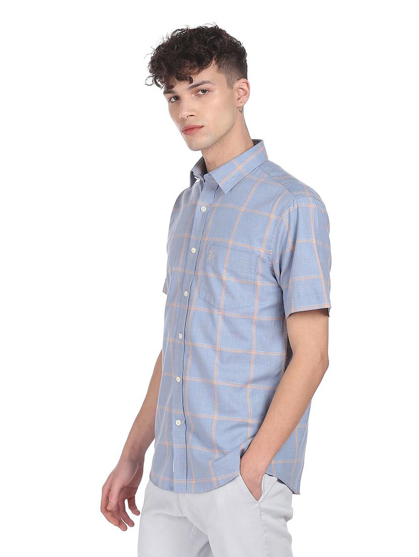 blue checkered casual shirt - 18216588 - Zoom Image - 2