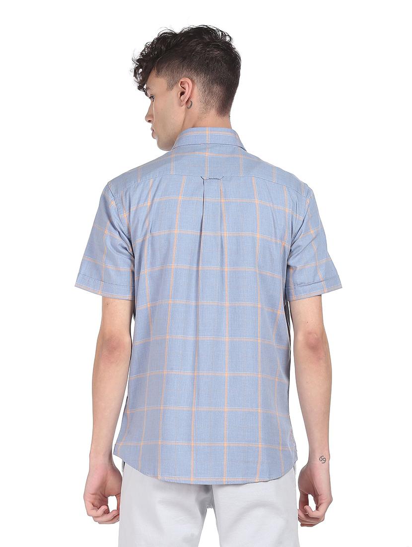 blue checkered casual shirt - 18216588 - Zoom Image - 3