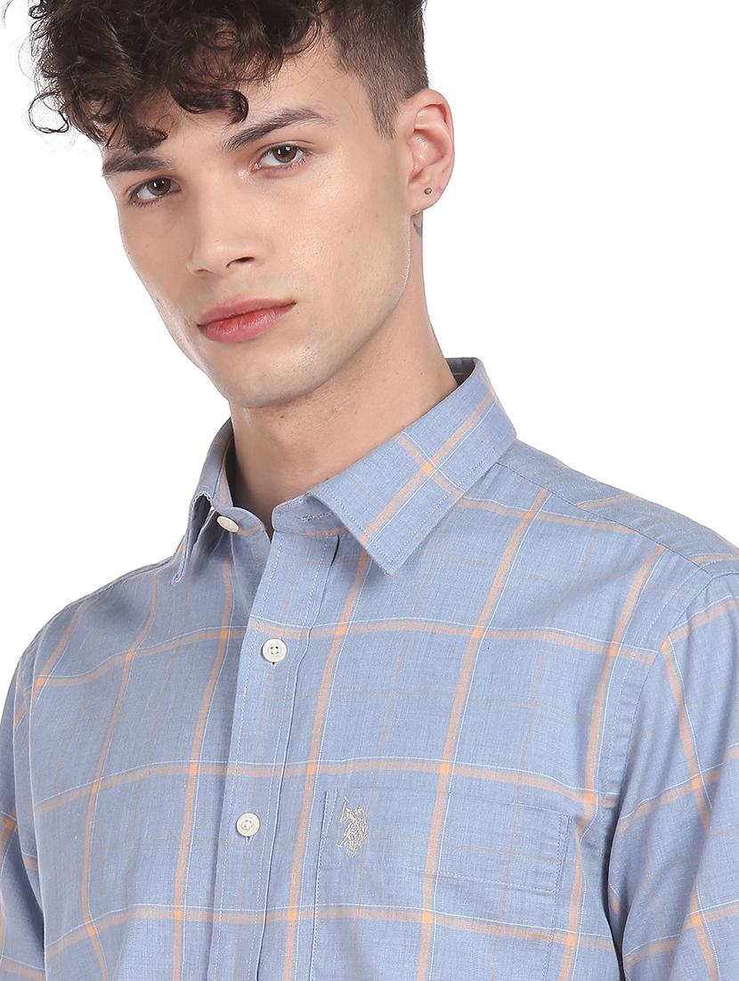 blue checkered casual shirt - 18216588 - Zoom Image - 5