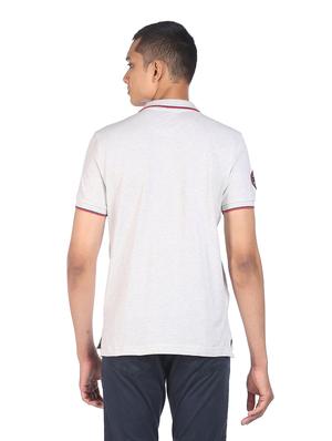 white melange polo t-shirt - 18216713 - Standard Image - 3